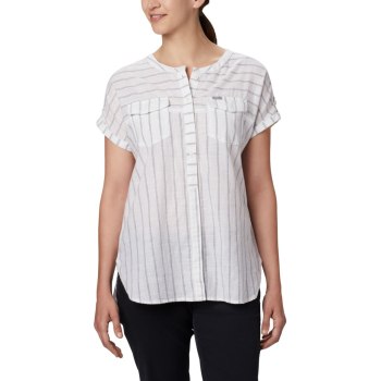 Columbia Camp Henry Relaxed, Camisa Blancos Rayas Para Mujer | 893740-YMA